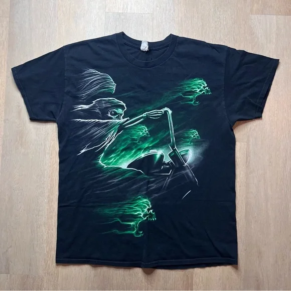 Vintage Y2K Style Grim Reaper Biker Tee - Picture 4 of 7